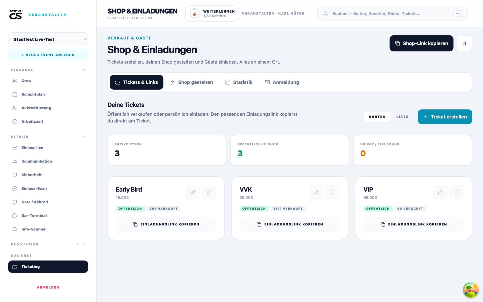 Ticketing & Gäste